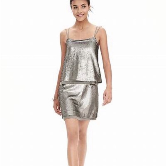 Banana Republic Silver Sequin Strappy Mini Dress - Picture 6 of 6